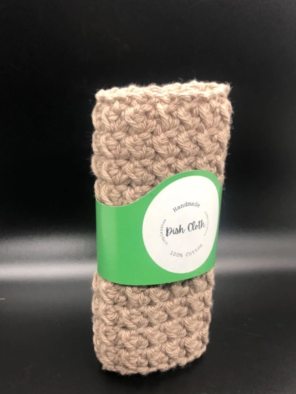 Handmade Crochet Dish Cloth, 100% Cotton Reusable Kitchen Washcloth, Khaki